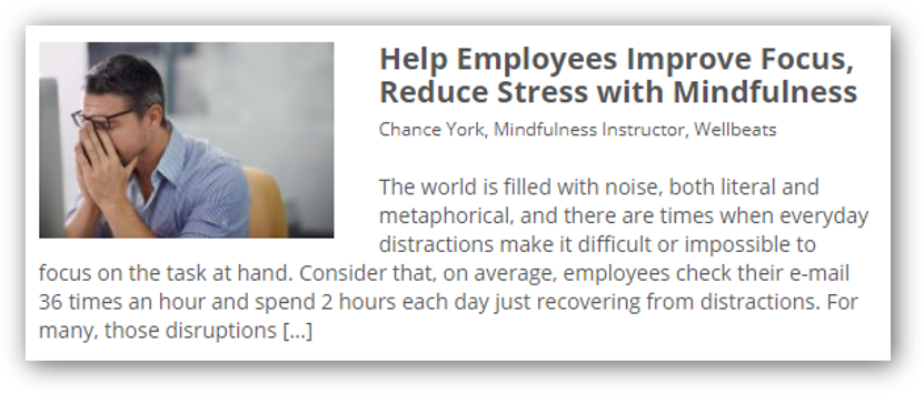 Mindfulness Article about improving employee stress