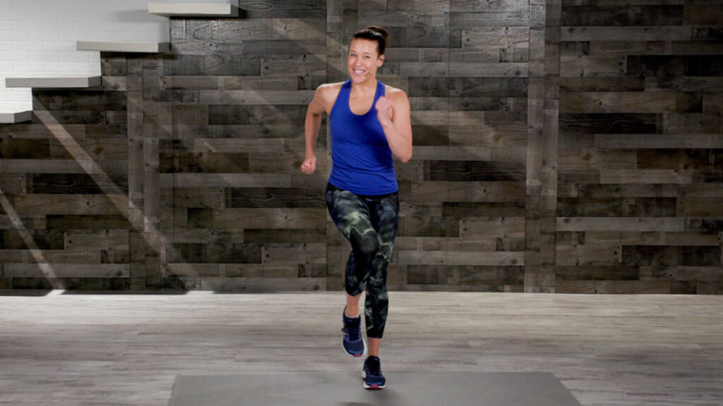 Wellbeats instructor Acacia S. leads a cardio circuit workout
