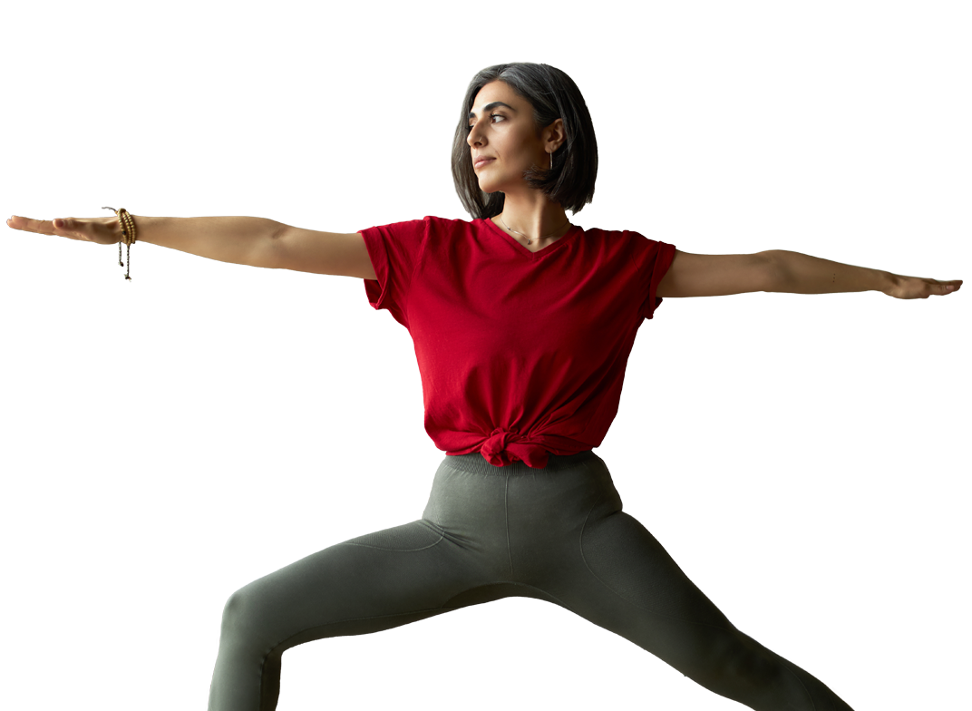 woman doing yoga at home